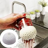 Silicone Can Strainer for Kitchen Use, Multipurpose Mini Colander and Food Drainer, Space-Saving Clip-On Strainer Tool for Cans (White)
