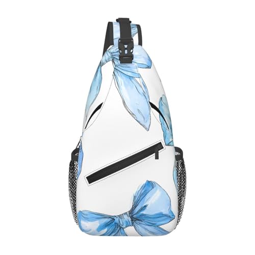 Blue Bow Multi Functional Adjustable Single Shoulder Crossbody Bag,Casual Chest Bag, Suitable For Daily Travel,Unisex