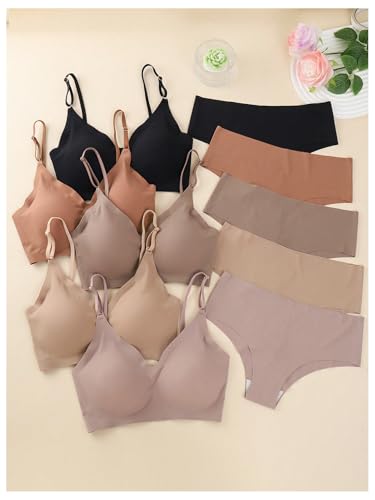 Verdusa Women's 10 Piece No Show Sexy Lingerie Sets Seamless Wireless Bra and Panty Set4