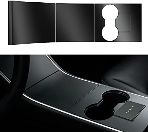 Nestour 2016-2020 Tesla Model 3 Model Y Center Console Wrap Cover Kit, Non-Trace Remove Center Console Protector Accessories, Premium ABS Material. (Matte Black)