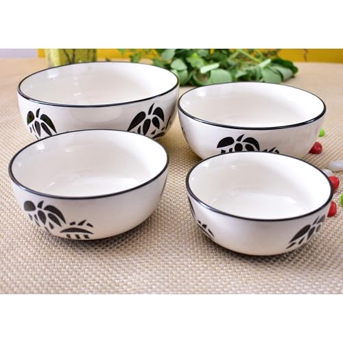 Image of Ceramic Mixing Bowl Set - 4 Pieces (1500ml, 800ml, 600ml, 400ml), Coconut White - Durable, Microwave & Dishwasher Safe - Ideal for Mixing, Serving & Storage