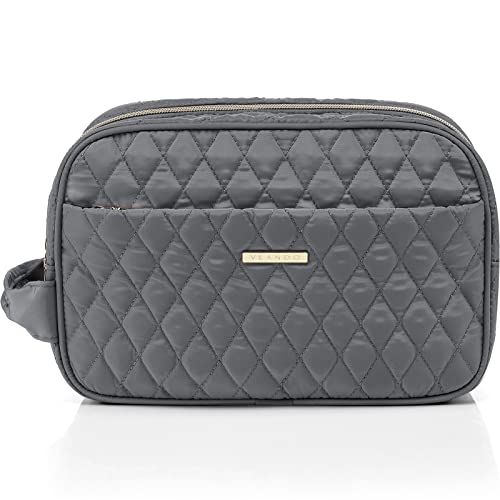 Vlando Travel Makeup Bag Travel Cosmetic Bag,Toiletry Bag For Girl Make Up Bag Brush Bags Reusable Toiletry Bag Gift Box Packaging (Gray) #TOP11