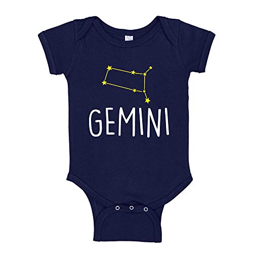 Gemini Zodiac Constellation Star Sign Baby Bodysuit Infant One Piece 12 mo Navy Blue