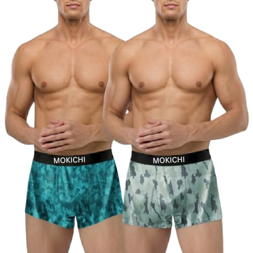 Image of Men's Microfiber Boxer Briefs Pack of 2 | Ultra Soft Stretch Trunks | Moisture-Wicking Breathable Innerwear | Printed Premium Underwear for Men | Comfortable Elastic Waistband