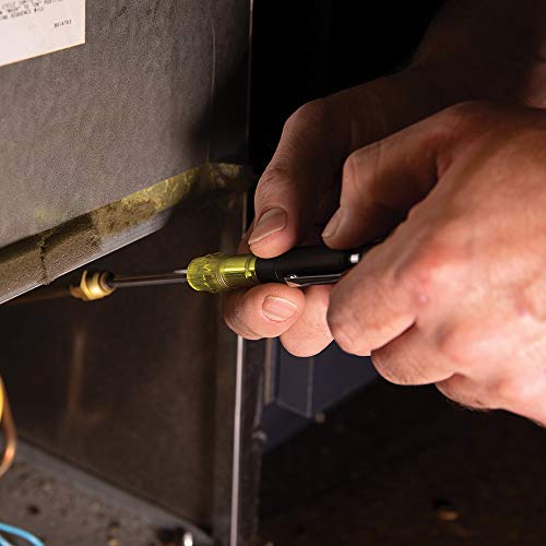 Klein Tools 32613 Multi-Bit Screwdriver, Precision Hvac 3-In-1 Pocket Screwdriver With Phillips, Slotted And Schrader Bits #TOP3