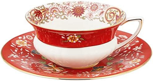 Wedgwood Wonderlust Orient Teacup & Saucer Set, 5 oz, Crimson Jewel