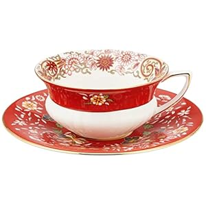Wedgwood Wonderlust Orient Teacup & Saucer Set, 5 oz, Crimson Jewel