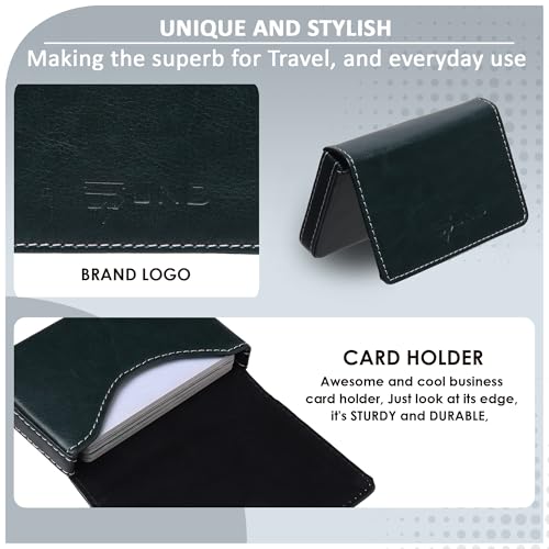 Image of JnD Notebook Card Holder Wallet - Slim, Multi-Functional, Premium Leather, RFID Blocking, Secure Closure, Compact, Durable, Stylish (Green)