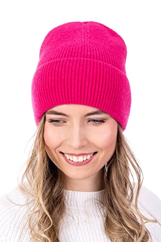 WOMEN'S WEAR U&F FASHIONSTORE U&F Strickmütze für Damen und Herren mit Rippenmuster | Unisex Beanie in modischen Farben | Basic Mütze für Herbst und Winter | Magenta Cover