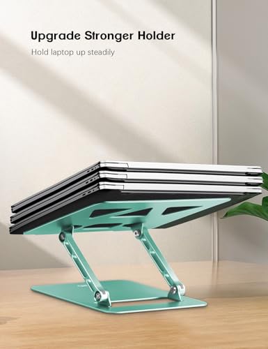 Image of Aoviho Adjustable Laptop Stand for Desk,Portable Laptop Stand Holder and Riser,Foldable Aluminum Notebook Computer Stands for MacBook Air Pro HP Lenovo Dell Samsung, 10-15.6 inch (Fresh Green)