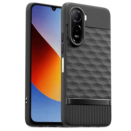 Image of Pikkme Back Cover for Redmi A7 Pro /Poco C85x 5G Camera Protection 3D Hexa Cube Design Silicone Protective Bumper Case (Black)