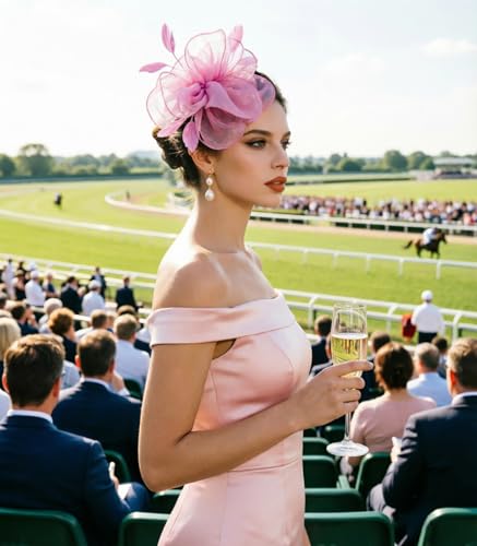 Image of DRESHOW Fascinators Hat Tea Party Headwear Ribbons Feathers on a Headband and a Clip for Women