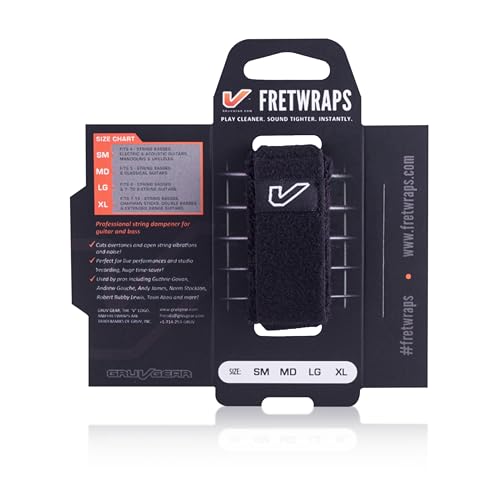 gruv gear fretwraps professional guitar string dampener for bass electric acoustic amp extended range guitars in studio live amp practice - resonance for tapping amp recording - black - pack of 1