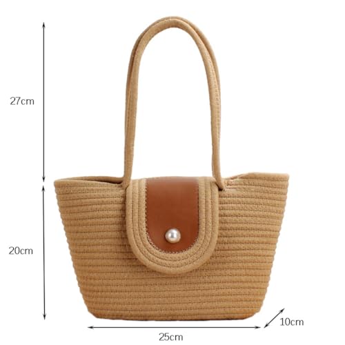 Large Capacity Woven Tote Vegetable Basket Bag Island Photo Cotton Rope Beach Bag2