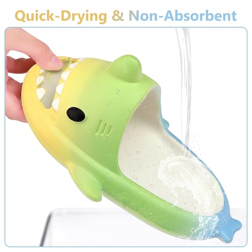 Image of Kids Shark Cloud Slides | Toddler Boys Girls Shower Slippers | Boys Girls Cute Cartoon Fish Flip Flops | Beach Pool Home Sandals | Quick Dry Non-Slip