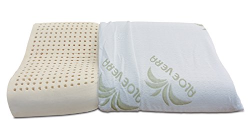 Baldiflex Oreiller en Latex Ergonomique Cervical,modéle Orthopédique, Housse Zippée en Aloe Vera.