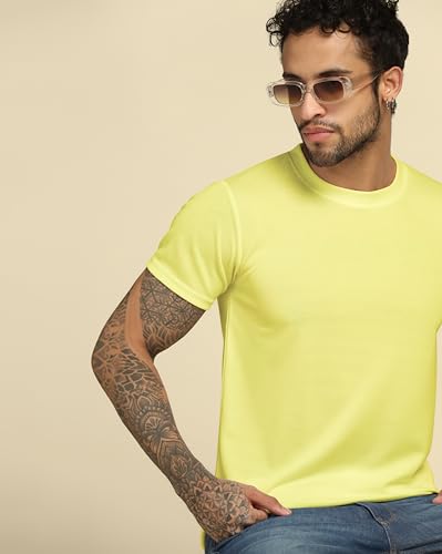Image of VastraVibes Cotton Regular Fit T-Shirt Round Neck Casual Mens Plain Tshirt