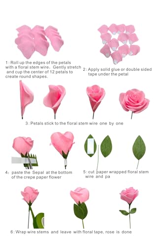 Kit faça você mesmo com flores de papel crepe, rosa (rosa macia)