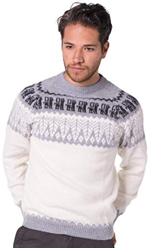 Gamboa - Alpaca Sweater for Men Warm and Soft Alpaca Sweater Made in Peru - Gray Andean Design