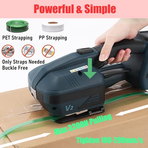 Reggiatrice elettrica con display digitale e kit tenditore per scatola e pallet d'imballaggio