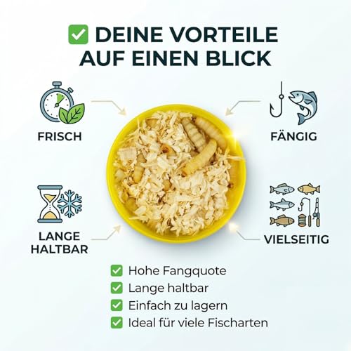 Lebende Bienenmaden – 3er Set (ca. 120 STK) – Premium Angelköder für