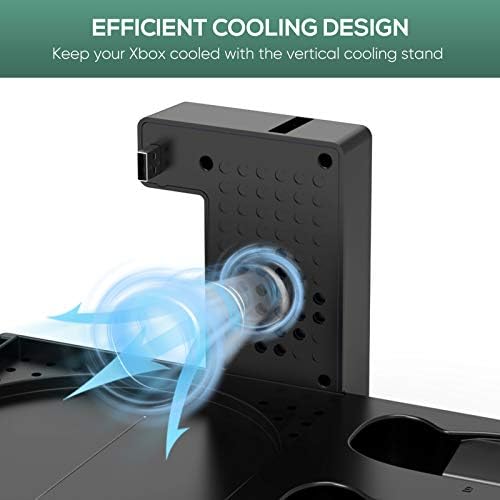 FASTSNAIL 5in1 Vertical Cooling Stand with Cooling Fan for Xbox Series X, for xbox series x accessories with 2x1400mAh Batteries, Dual Controller Charging Dock Station & Headset Stand & 10 Game Slots