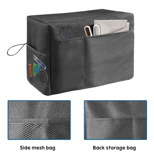 Boczif Sewing Machine Cover with Accessories Storage Pockets and Side Handle, Sewing Dust Cover Compatible with Most Standard Singer Brother Machines(Black)