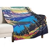 NOUCAN Crater Lake National Park Travel Landscape Blanket - Natural Scenic Mountain View Winter Warm Bedding Birthday Christmas Travel Gift - 50x60 inch