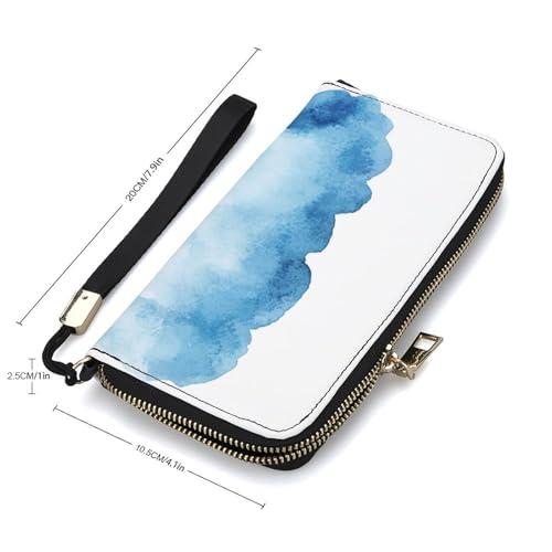 Blue Cloud Simple Minimalistic PU Leather Clutch Long Bifold Wallet, Coin Purse Credit Pass Case, Durable Card-Holder Money Storage for Women Men2