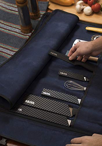 Asaya Canvas Chef Knife Roll Bag - 10 Knife Slots And A Large Zipper Pocket - Durable 10Oz Canvas Knife Case With An Adjustable Shoulder Strap - Knives Not Included #TOP4