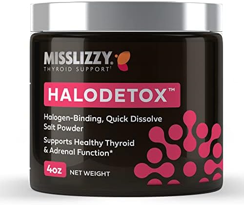 Miss Lizzy HaloDetox – Pure, Unrefined Pink Salt Powder with 80 Minerals to Halogen Detox Bromine, Chlorine, & Fluoride, Replenish Electrolytes, & Support Healthy Thyroid & Adrenal Functions – 4oz