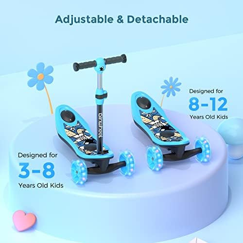 Kids Electric Scooter, isinwheel 3-wheel electric scooter kids for Ages 3-12 with Long Battery Life, Flashing LED Wheels, Lean-To Steer Design Performance Boys/Girls E Scooter