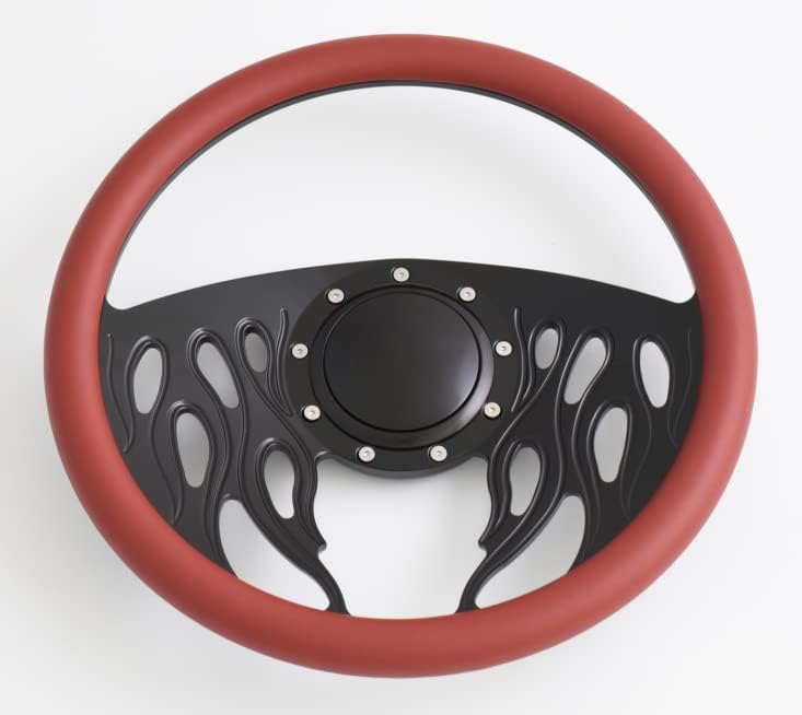 Flashpower 14'' Billet Half Wrap 9 Bolts Steering Wheel with 2'' Dish and Horn Button(Black)