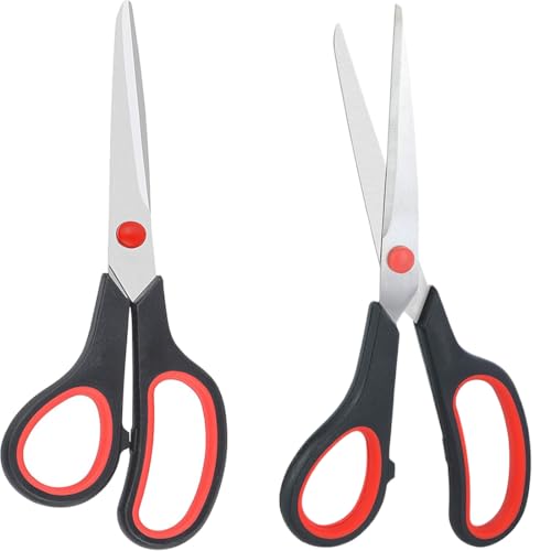 KOLZEMV 2 PCS Tijeras revestimiento de titanio ultra afiladas cuchillas de agarre cómodo suave tijeras multiusos, tijeras punta redonda escolar, tijeras punta roma escolar, tijeras punta roma, 21 cm