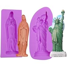 Virgin Mary Silicone Molds Statue of Liberty Chocolate Molds Ancient Greece Goddess Fondant Molds for Cake Decoration Cupcake Topper Sugar Craft Candy Gum Paste Polymer Clay Set of 2
