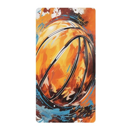 Baloncesto Azul Arte Abstracto Sábana de Cuna para Niños Pequeños,Sábanas de Algodón Suave para Bebés Aptas para Colchón Corralito