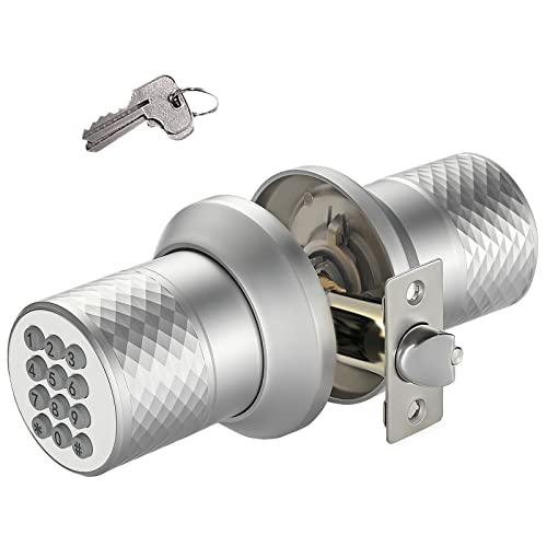 Buoan Pomo de puerta con teclado electrónico, perillas inteligentes sin llave, código, mango antideslizante, bloqueo automático de 2.5 segundos, cerradura de puerta impermeable, fácil de instalar para