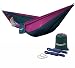 WoneNice Camping Hammocks, Portable Lightweight Nylon Parachute Multifunctional Hammock for Backpacking, Travel, Beach, Yard. 500 LB Capacity (Green/Purple)