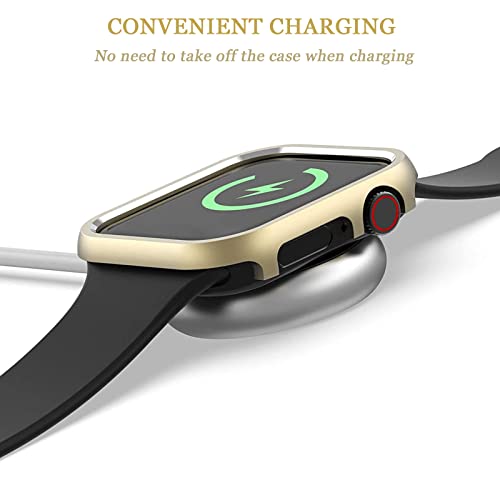 Compatible Apple Watch 8/7 Case 45Mm Gold,Ninki Aluminium Luxury Hard Metal Full Protective Cover For Apple Watch Series 8 45Mm Case Iwatch 8 7 Bumper Case 45Mm For Apple Watch Series 8 7 Women Men #TOP4