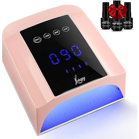 72W Professional UV Light for Nails | Rechargeable Cordless UV LED Nail Lamp with 4 Timers | Professional Nail Dryer with Large LCD Display(Pink) Cover