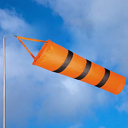 EMAGEREN Windsäcke Wetterfest Windturbine Orange Windsack mit reflektierenden Streifen Windsocke Wetterfahne Windsock mit Karabiner Befestigung für Windmessungen im Freien, Ø20cm, Länge: 81cm