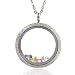 EVERLEAD Sparkle Floating Locket Screw Stainless Steel Waterproof Pendant Necklace Including Chain