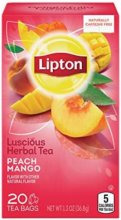 Lipton Herbal Tea Bags Peach Mango 20 ct, Pack 6