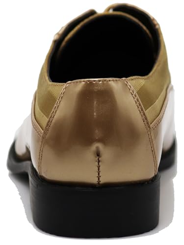 Image of BMY Men's Striped Satin Matching Patent Upper Oxfords Formal Dress Shoes