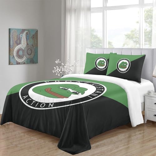 Housse de couette grenouille internet parure de lit double 200x200cm