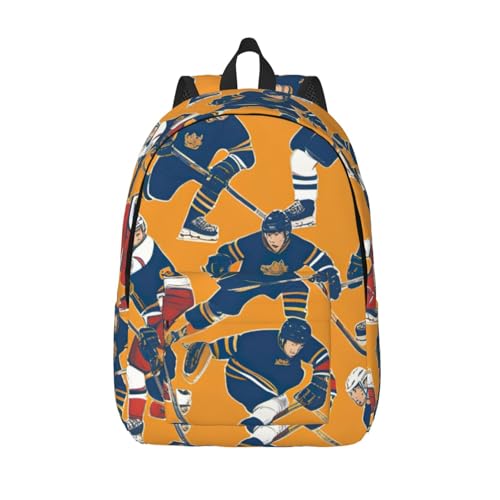 Sac à dos en toile imprimé hockey résistant pour soulager le dos pendant le travail et la marche