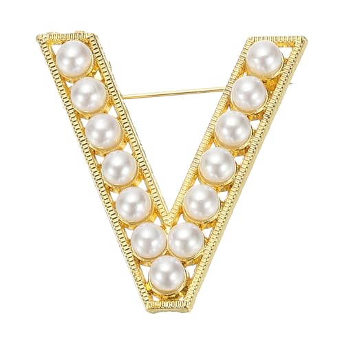 Image of PATIKIL Letter Brooch Pins, Pearl Initial Alphabet Letter Lapel Badges Pin for Women Men Girl Wife Suits