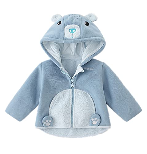 Toddler Girls Boys Fleece Hoody Jacket Zip Up Coat Warm Winter (Blue, 5-6 Years)