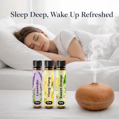 Umisleep High-Potency Essential Oils Set for Better Sleep & Relaxation - Lavender, Sweet Orange, Ylang-Ylang - Long-Lasting Essential Oils for Diffusers, Aromatherapy, Humidifiers - 3 x 10 ml Gift Set — view 2