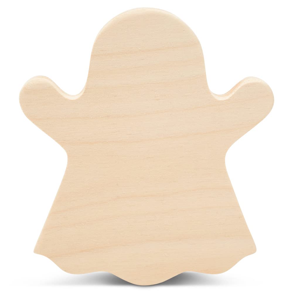Chunky Ghost Wooden Cutout 4 x 31/2inch, Pack of 3